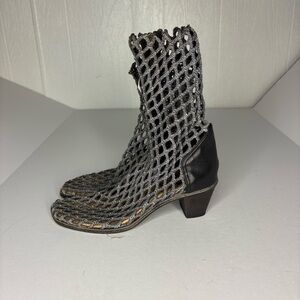 VERDURA SHOES Bitta netted heeled boots grey size 37